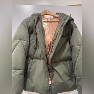 Avec Les Filles Sage Green Athleisure Puffer Jacket